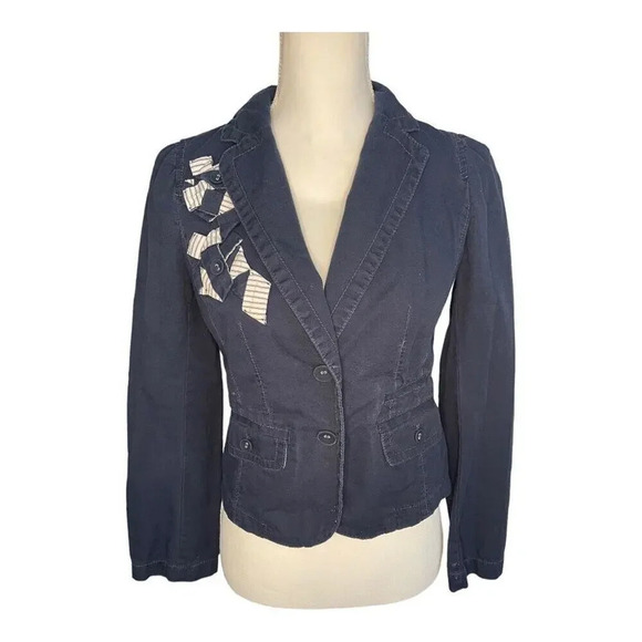 Ann Taylor LOFT Women’s‎ Size 2 Navy Cotton Blazer Jacket - Picture 1 of 3